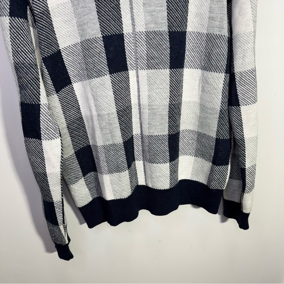 French Connection Wool Plaid Full Zip Hooded Sweater Size Large - Picture 6 of 10